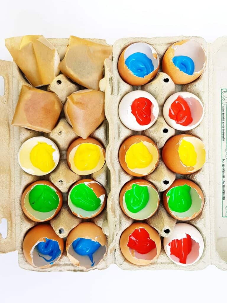 paint-filled eggs