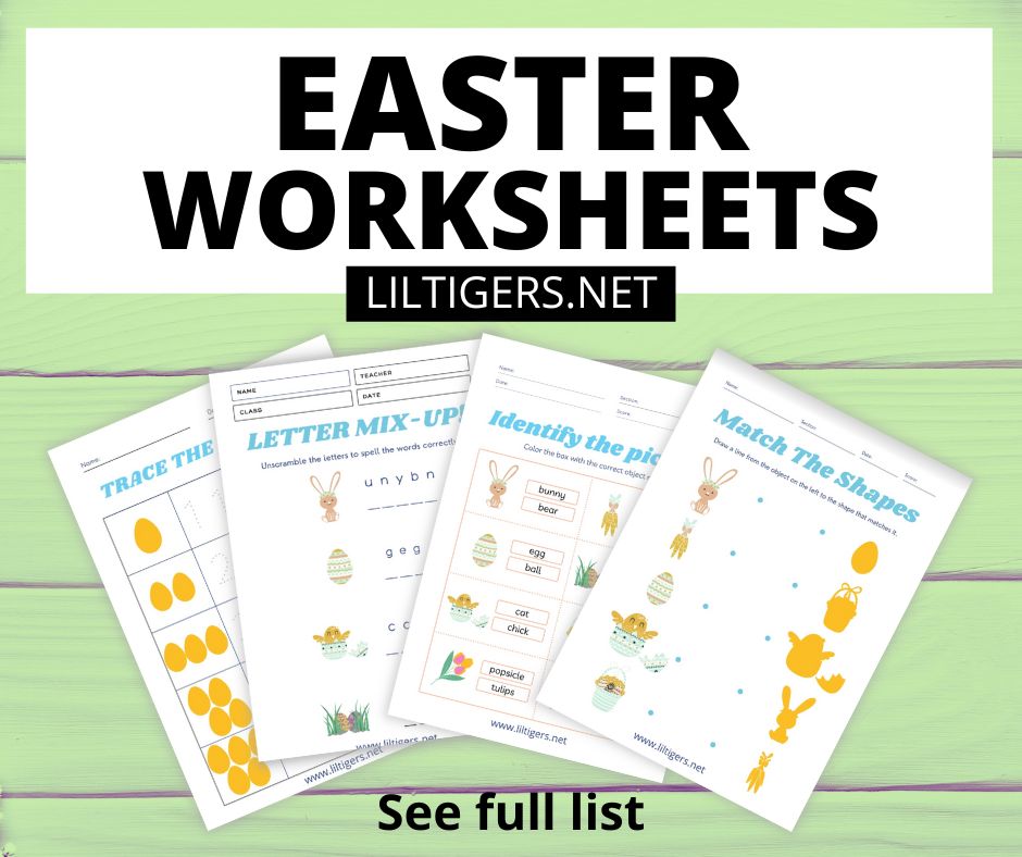 free printable Easter worksheets for kindergarten