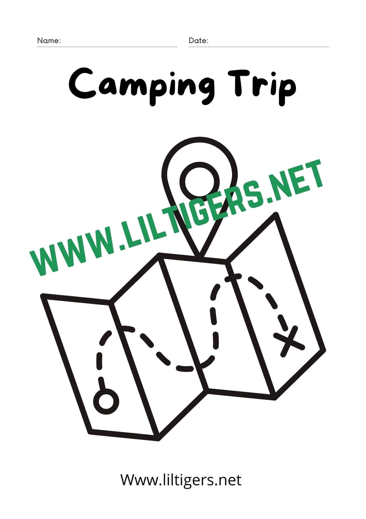 Camping map coloring page