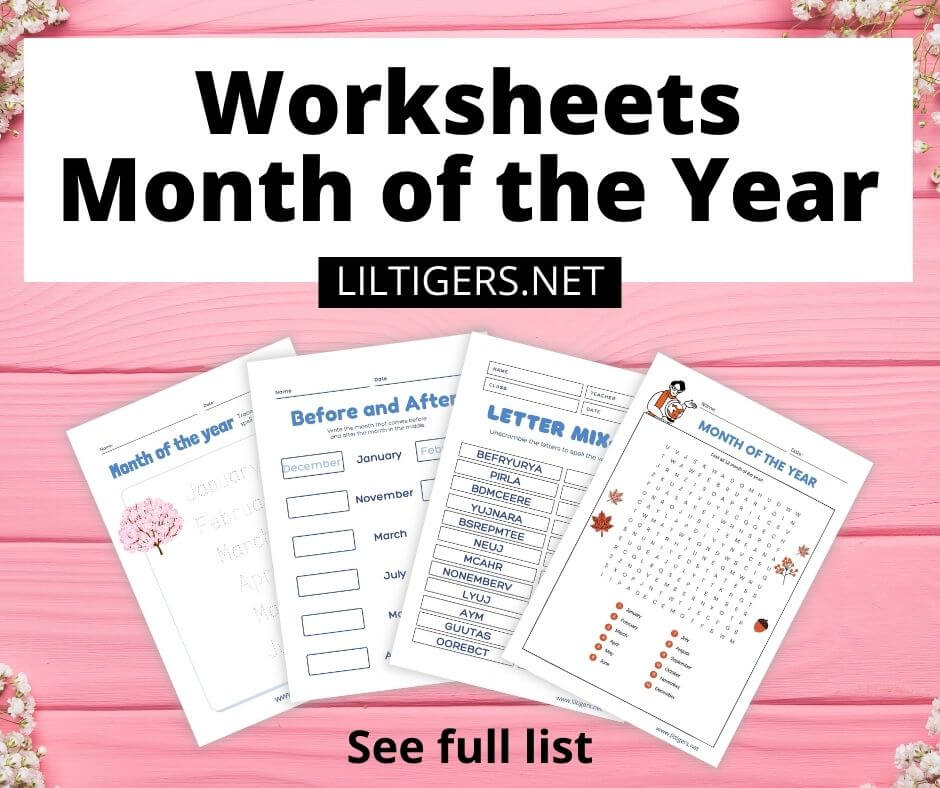 month of the year workseets