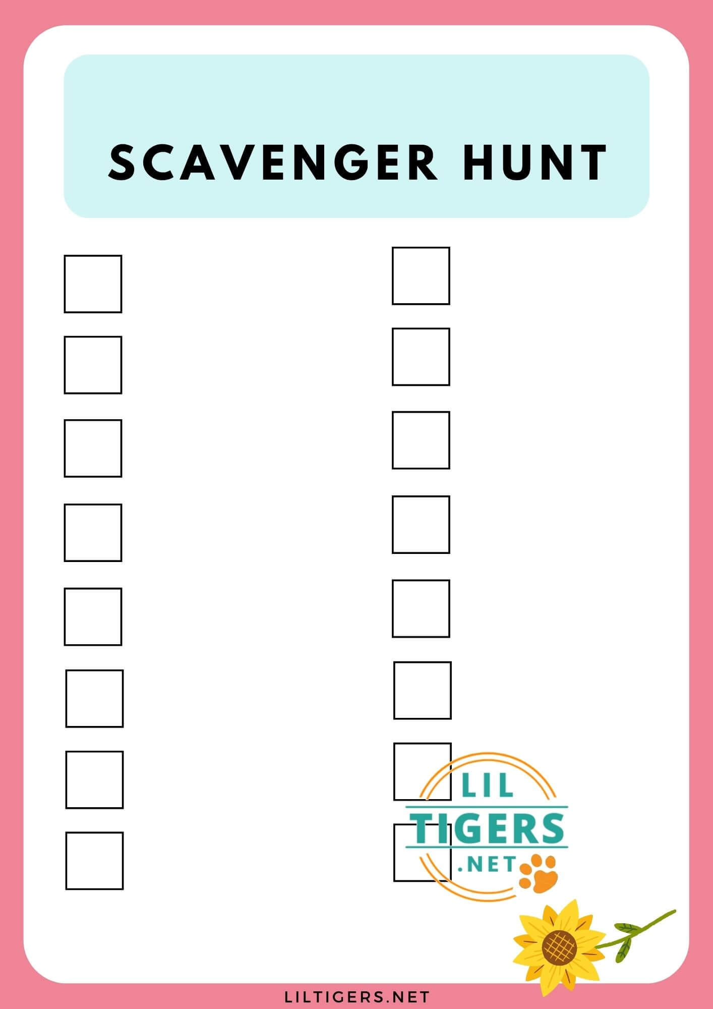 Free Printable Mother's Day Scavenger Hunt Lil Tigers Lil Tigers