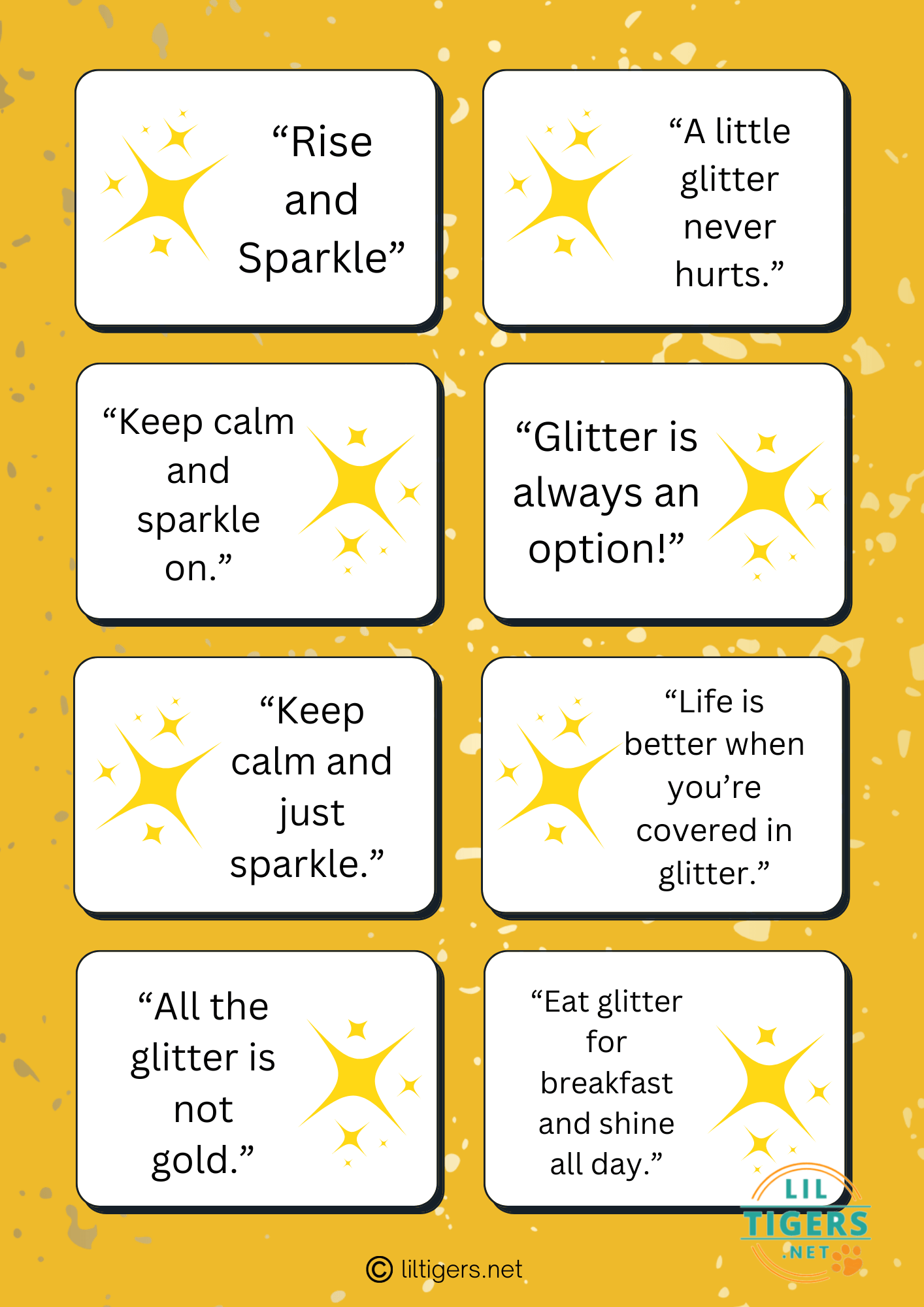 free printable glitter quote cards lunch notes