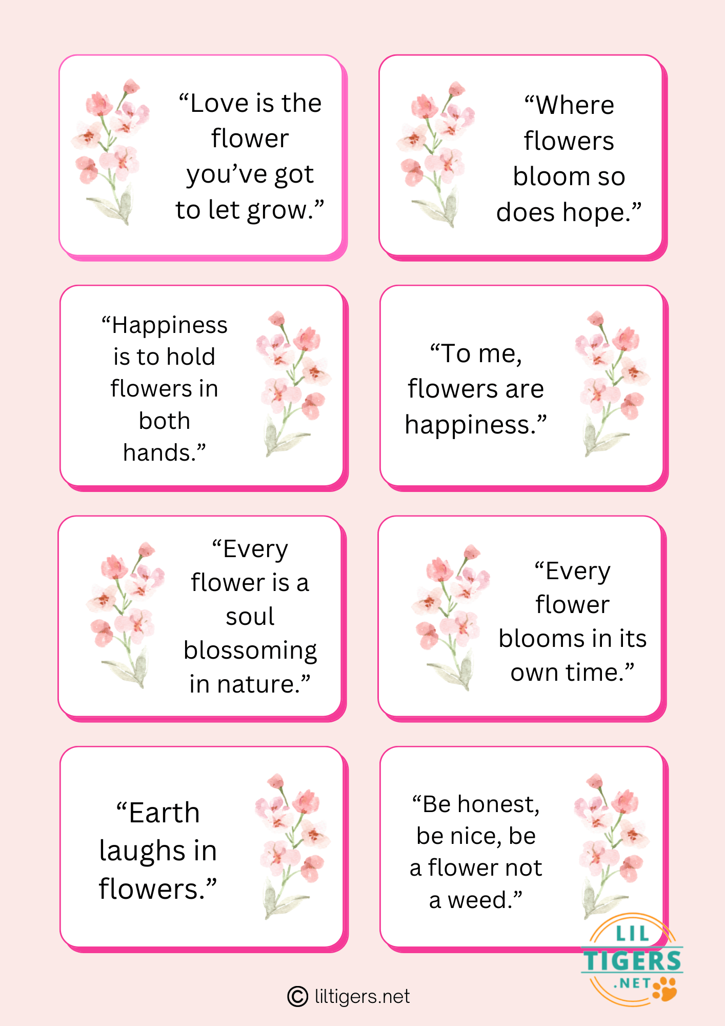 free printable flower lunch box notes