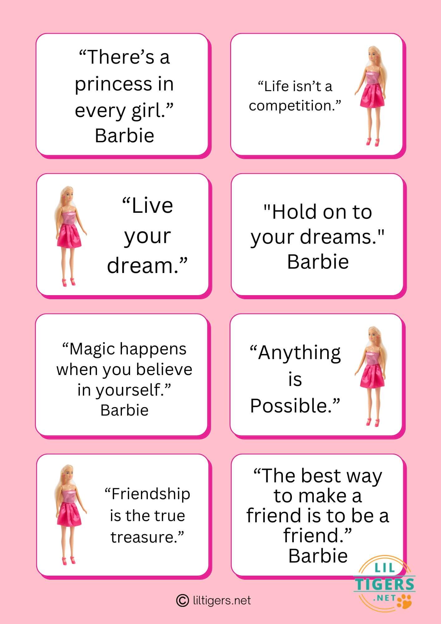 Free Printable Barbie Quotes for Kids