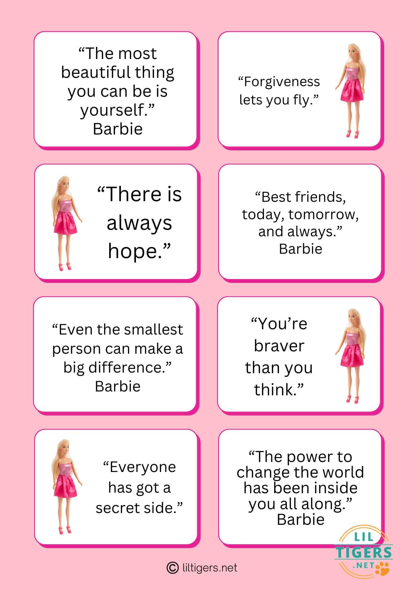 Free Printable Barbie Lunch Notes