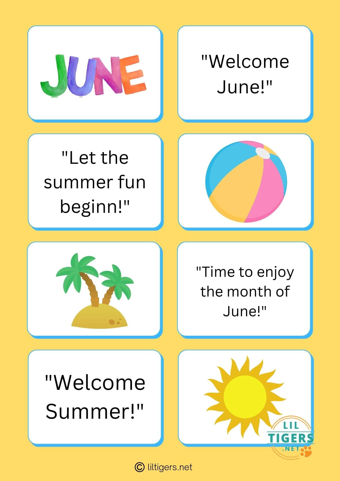 free printable hello june quotes for kids