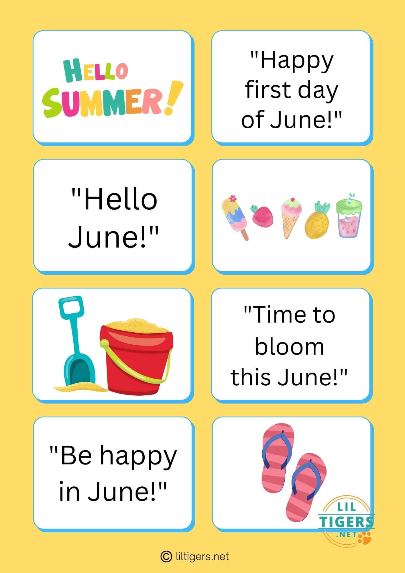 Free Printable June Lunch Box Notes